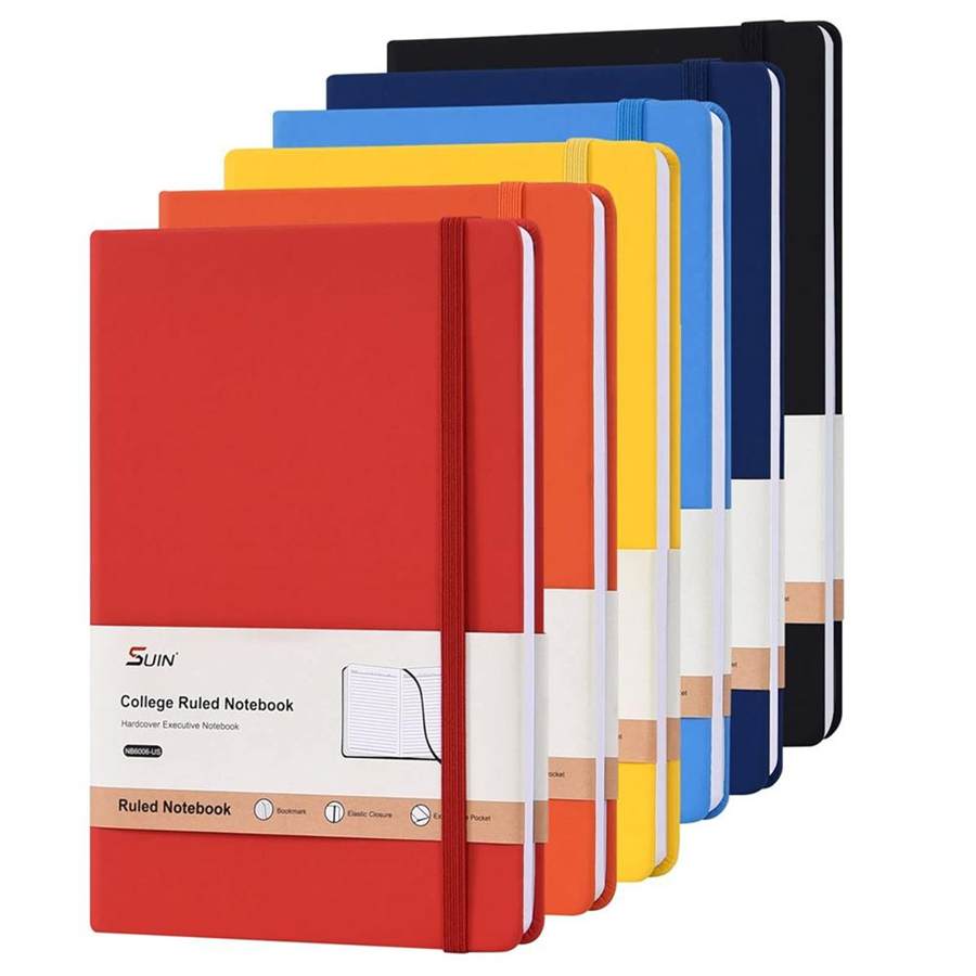 Hardcover-Journal-Notebooks, A5 Lined Journals Notebook for Writing 200 Pages, 8.2 x 5.5 inch, Classic Ruled Notebooks for Work/Travel/College (Multi-colors)