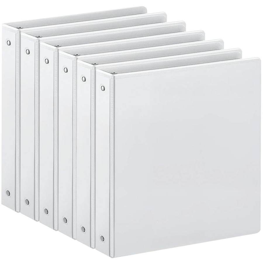 1-inch 3 Ring Binder with 2 Interior Pockets, 1''Durable Binders Holds US Letter Size 8.5'' x 11'' Paper - Versatile Binders for Office, Home, and School Use, 6 Pack White