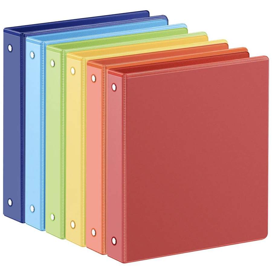1-inch 3 Ring Binder with 2 Interior Pockets, 1''Durable Binders Holds US Letter Size 8.5'' x 11'' Paper - Versatile Binders for Office, Home, and School Use, 6 Pack, Assorted Rainbow Colors