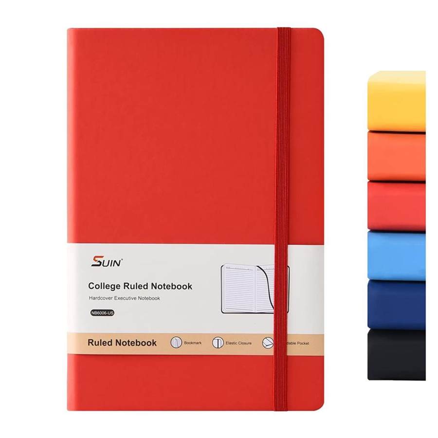 Hardcover-Journal-Notebooks, A5 Lined Journals Notebook for Writing 200 Pages, 8.2 x 5.5 inch, Classic Ruled Notebooks for Work/Travel/College (Red- 1 Pack)