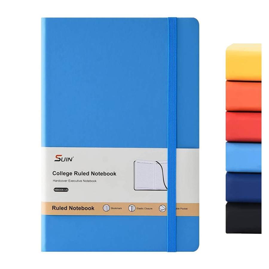 Hardcover-Journal-Notebooks, A5 Lined Journals Notebook for Writing 200 Pages, 8.2 x 5.5 inch, Classic Ruled Notebooks for Work/Travel/College (Light Blue- 1 Pack)