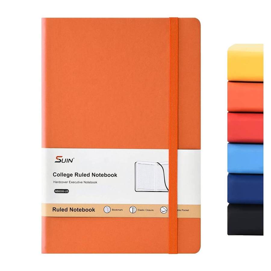 Hardcover-Journal-Notebooks, A5 Lined Journals Notebook for Writing 200 Pages, 8.2 x 5.5 inch, Classic Ruled Notebooks for Work/Travel/College (Orange- 1 Pack)