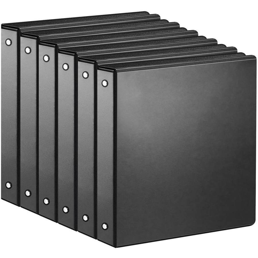 1-inch 3 Ring Binder with 2 Interior Pockets, 1''Durable Binders Holds US Letter Size 8.5'' x 11'' Paper - Versatile Binders for Office, Home, and School Use, 6 Pack Black