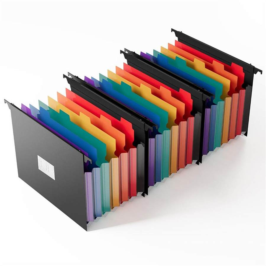 Expanding Hanging File Folders, 7 Pockets Accordion Organizer, Letter Size 1.2" Expansion with Color Tabs for Filing Cabinets (3)